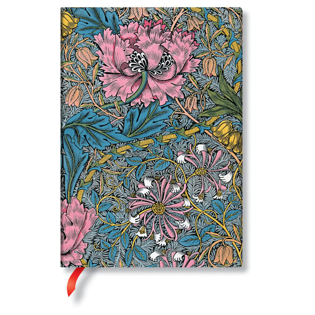 Libreta William Morris Madreselva Rosa T. Dura Con Lineas, Midi