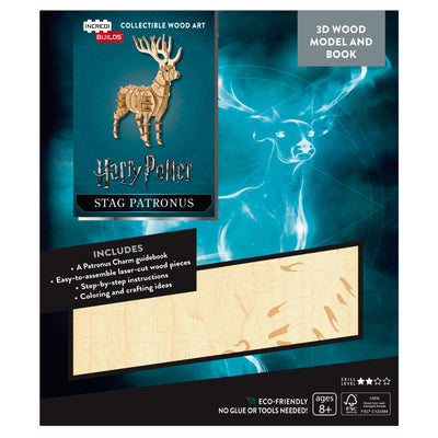 Harry Potter Stag Patronus Libro y Modelo Armable En Madera