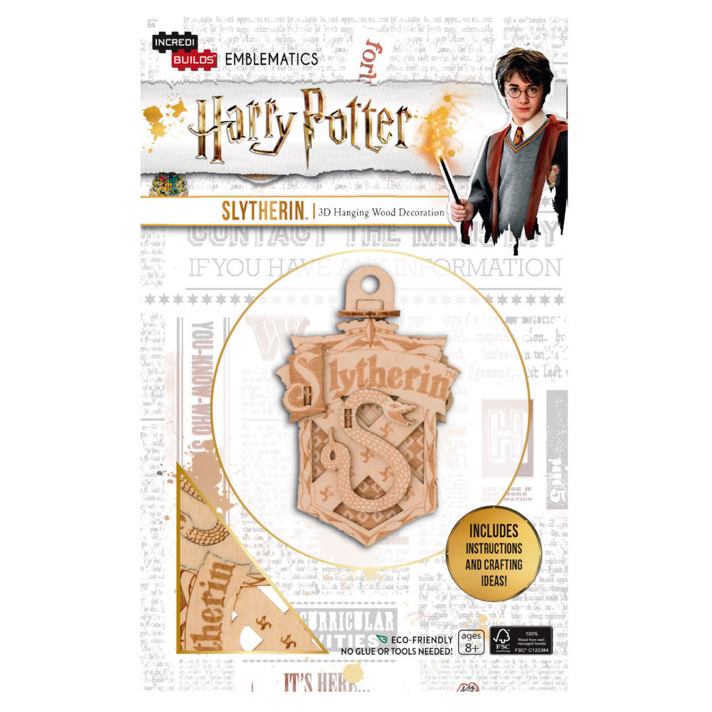 Emblema Harry Potter Slytherin Modelo Armable En Madera